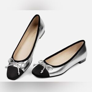 Stylish Silver and Black Women's Flats